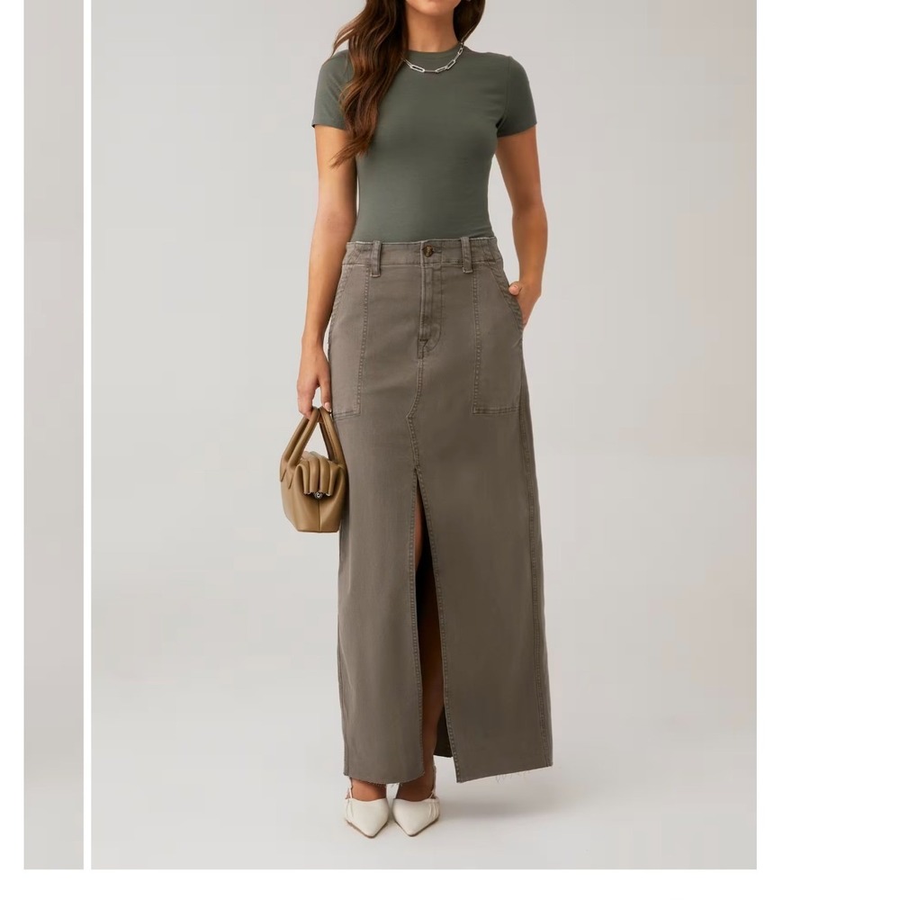 Favorite Daughter Sadie Utility Maxi Skirt Olive Drab Green Size 28/M NEW fall‎
